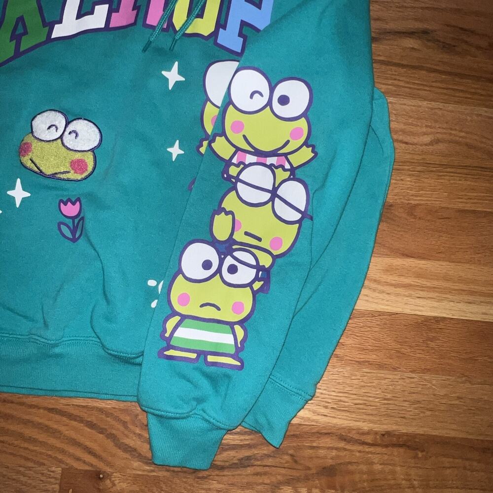 Sanrio Keroppi Graphic Hoodie Sweatshirt Fleece Sherpa Lined Hoodie Size XS - Picture 10 of 11